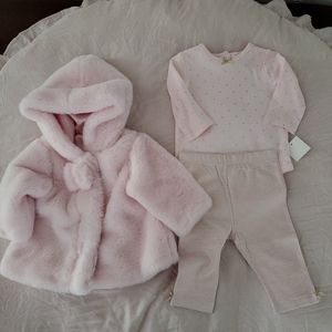 Little Me Girls 3 Piece Jacket Outfit Set Leggings